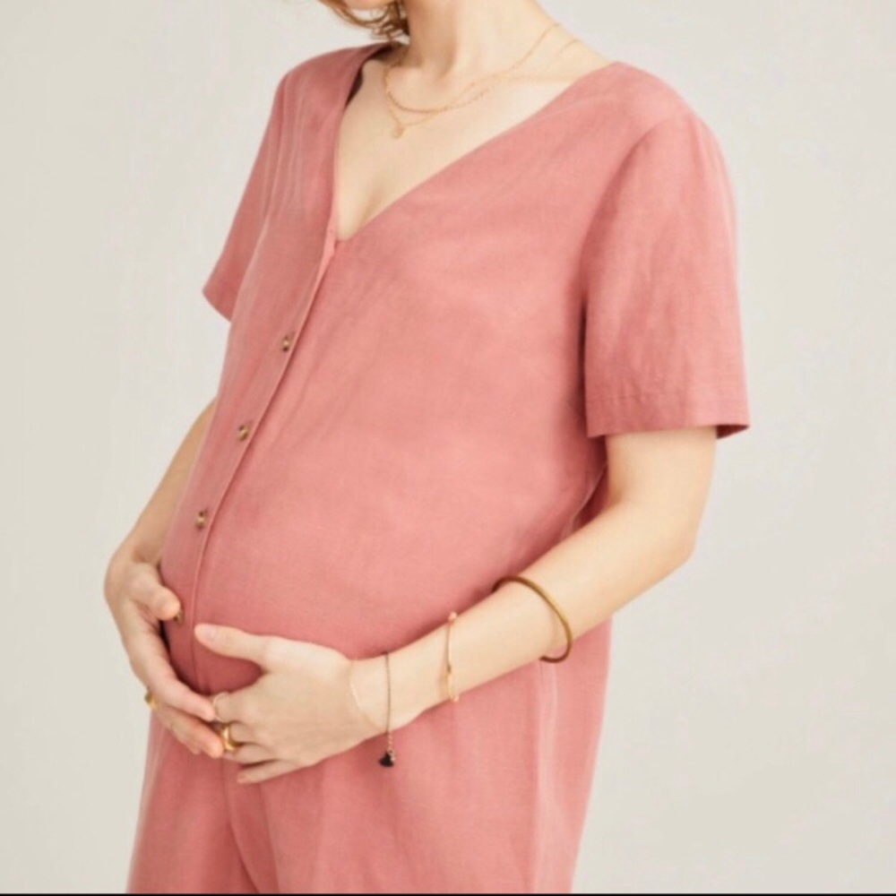 Hatch Noelle Linen Romper/Jumpsuit Dusty Rose